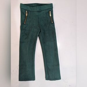 Janie and Jack (Toddler) Girl stretch Green Suede Pants